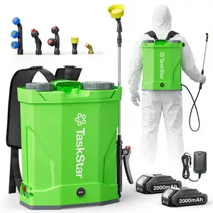 TaskStar Electric 4-Gallon Backpack Sprayer 100PSI Lawn Sprayer with 2000mAh Battery Adjustable Pressure 2 Wands 6 Nozzles for Garden Lawn Yard Green House Home Pest Control Fly Scare Devices
