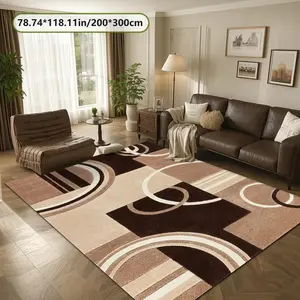 Velvet Home Rug, Modern Abstract Rug with Geometric Circle Art Print, Holiday Decor Carpet for Living Room, Hallway, Bedroom, Entrance Mat, Indoor Outdoor Use