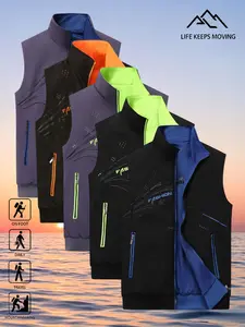 5 pcs men’s reversible vest jacket with zipper pockets, winter vest jacket, sleeveless work jacket with zipper pockets, suitable for spring, autumn, and winter