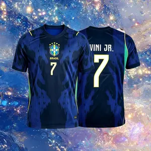 2026 Brazil National Away Blue Neymar Vini Raphinha Short Sleeve Soccer Jersey Fans Version