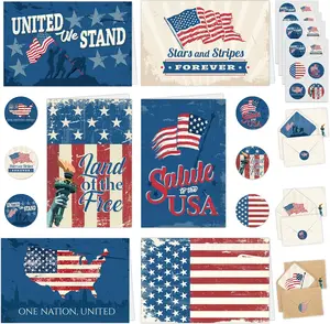 24 Pack 6x4in Military Appreciation Cards with Envelopes and Stickers, 6 Designs Memorial Day Cards with Envelopes with a Printed Message Inside - Veterans Day, Appreciation