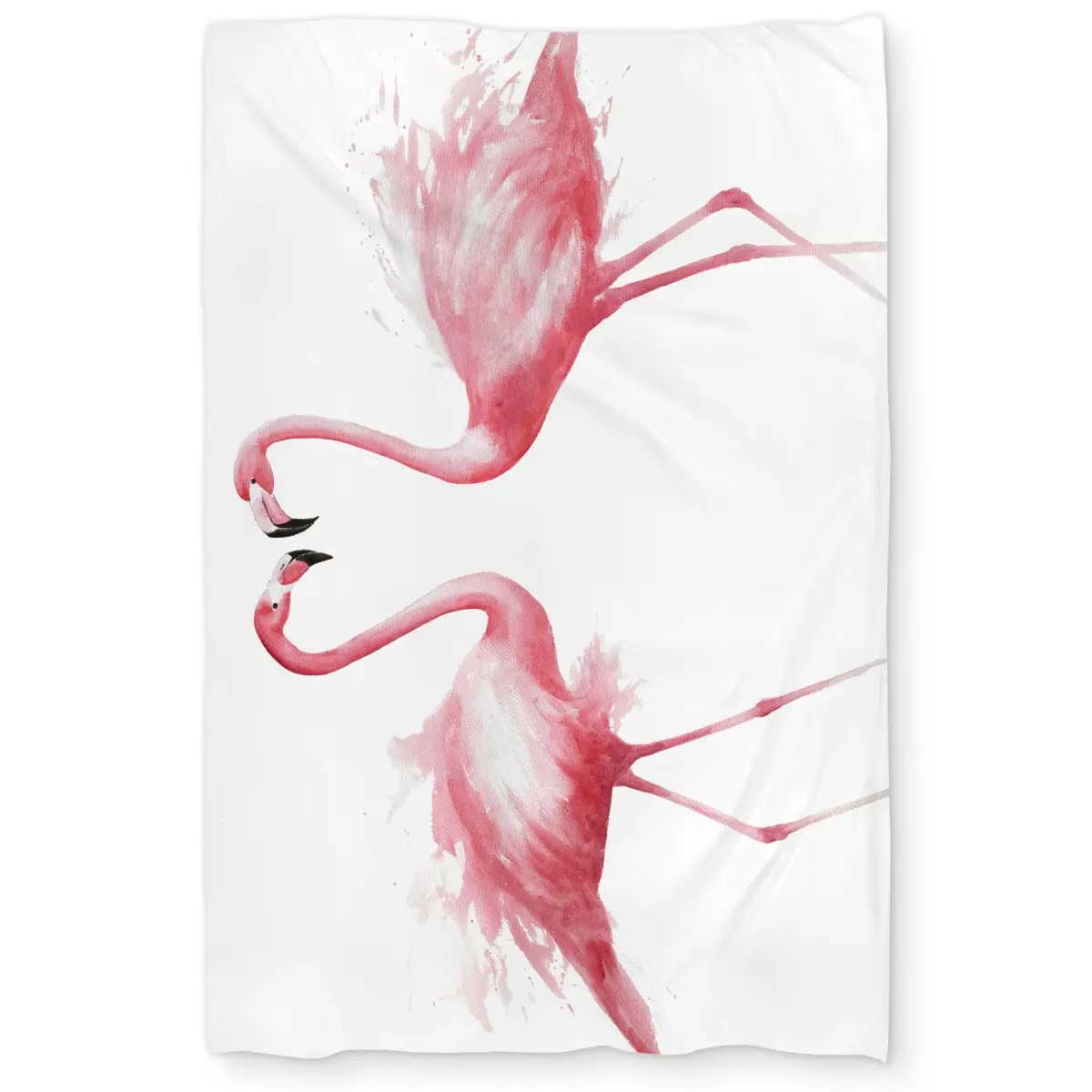 Begin Home Decor C1DCTSW05EWKW4 Two Pink Flamingo Watercolor Twin Size Duvet Cover - Exotic Bedroom Decor