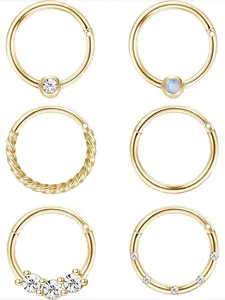 STEEL Cartilage Hoop Earrings for Men Women Stainless Steel CBR Hinged Clicker Nose Ring Helix Septum Couch Daith Lip Tragus Piercing Sleeper Earrings Jewelry Set