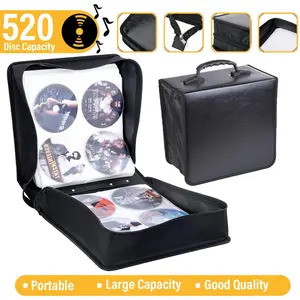 CD/DVD Binder, CD DVD Case Holder Binder 520 Capacity CD/DVD Wallet Storage Booklet Album Box for Car Home Travel