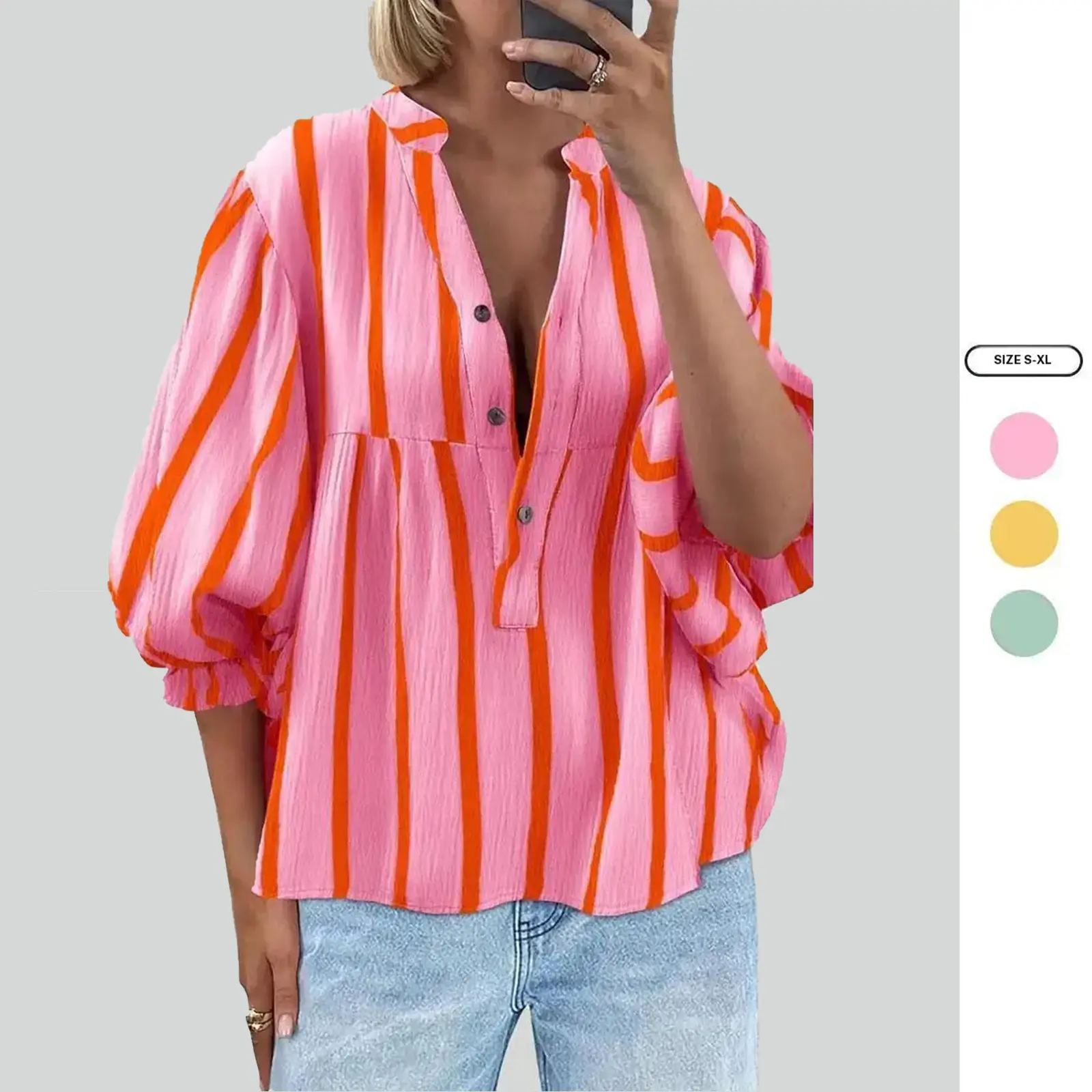 Imily Bela Womens Puff Sleeve Babydoll Tops Summer V Neck Striped Blouse Cute Casual Loose Fit Flowy Shirts Imily Bela Womens Puff Sleeve Babydoll Tops Summer V Neck Striped Blouse Cute Casual Loose Fit Flowy Shirts