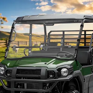 StarknightMT Flip Windshield Compatible with 2015-2026 Kawasaki Mule Pro FXT 20165-2026 FX DX DXT | Hard Coated Polycarbonate Anti-UV Clear Front Fold Window for Farm & Ranch No Rattle Easy Install