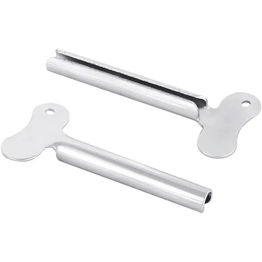 2 Pcs Silver Metal Tube Squeezer Keys, Toothpaste and Hair Dye Roller Dispenser Tool, Daily Living Tube Squeezing Aids, Tube Squeezers