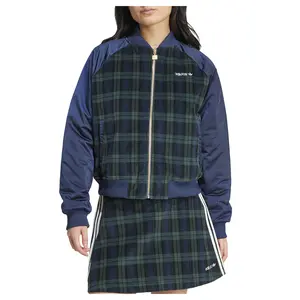 adidas Womens Tartan Collegiate Jacket Athletic Outerwear Casual - Blue