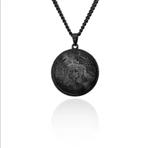 Aztec Sun Stone Black Necklace