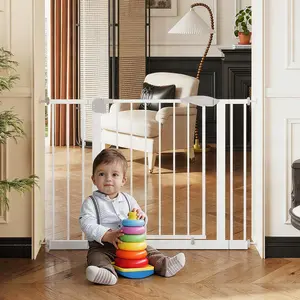 31.1" High Adjustable Dog & Pet Safety Gate, 29.6"–40.5" Wide Pressure Mounted Gate for Doorways & Stairs, Auto Close Walk-Through Gate with Door, Sturdy & Secure Design,summerwins