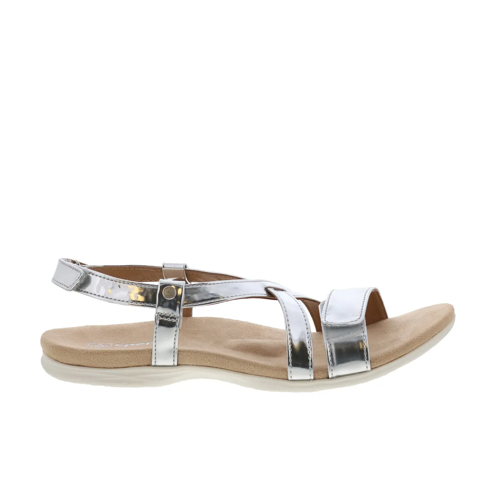 Spenco Cross-Strap Chrome SP1034CSR Womens Silver Strap Sandals Shoes