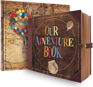 Our Adventure Book Retro Vintage, DIY Scrapbook Photo Album Travel Diary, Multipurpose Guestbook Memory Journal, Ideal Gift for Wedding Anniversary Travel Baby Friends Souvenir Keepsake FEIYU BUY