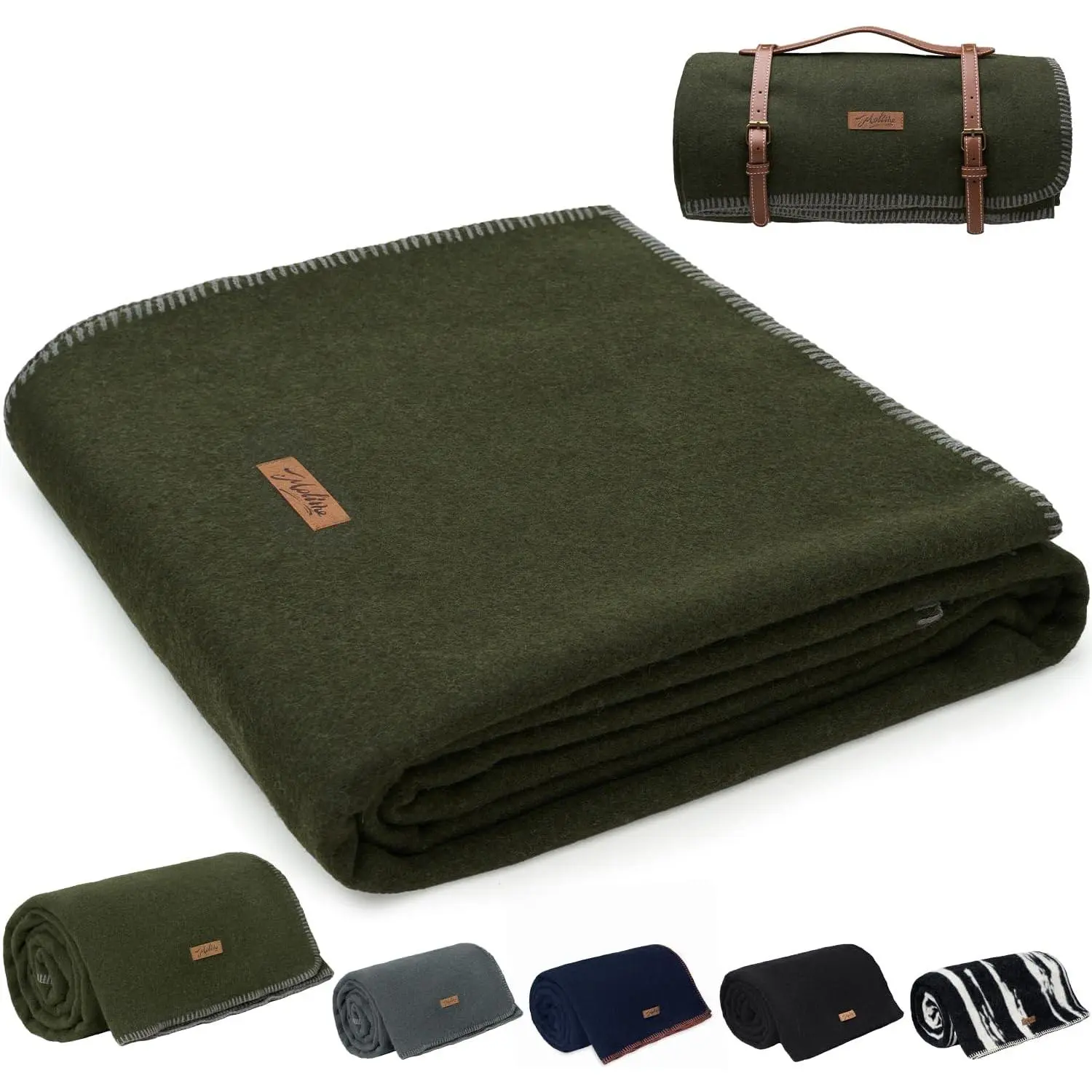 100% Wool Blanket, 62" x 86", Warm, Thick, Washable, Military Wool Blanket, Great for Camping, Outdoors, Sporting Events, Survival Kits