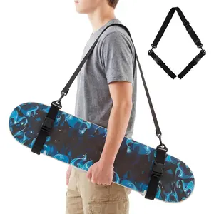 Portable Adjustable Skateboard Shoulder Carrier Strap - Cushioned Sling Backpack Carrier, Snowboard Ski Accessories with Adjustable Length for Men Women, Fits 9-12" Boards