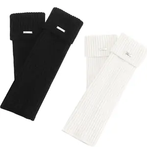 2 Pairs Cable Knit Leg Warmers Women Winter Knitted Crochet Knee Boot Stockings Cuffs Long Legging Socks