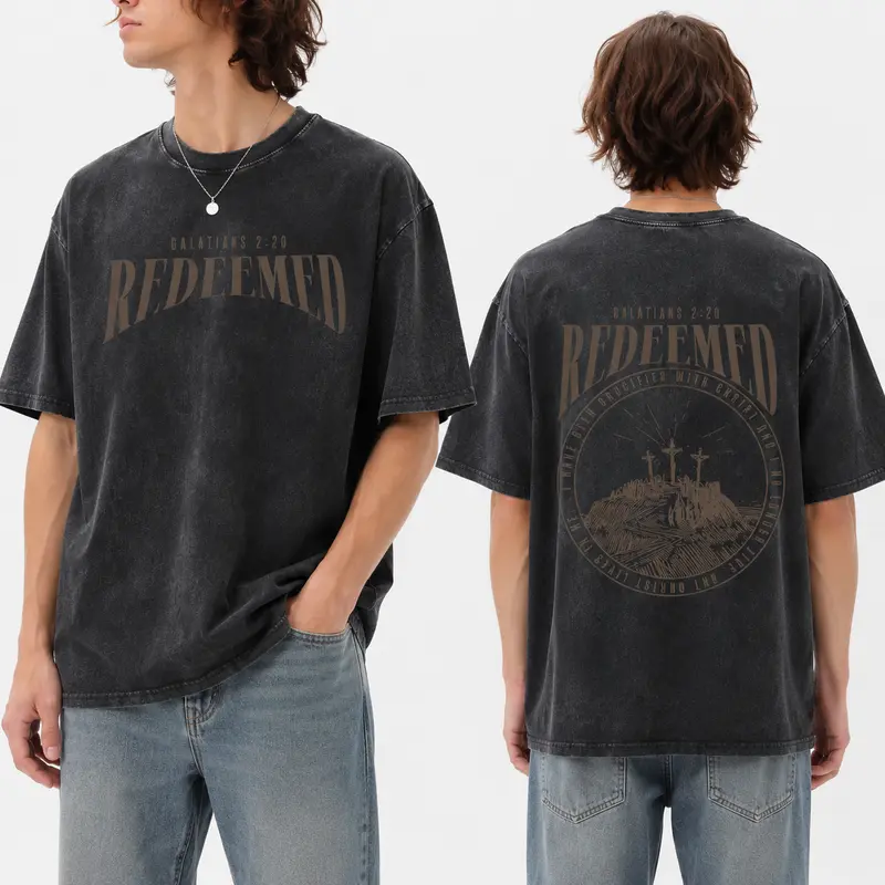 Men’s 100% Cotton Classic Short Sleeve T-Shirt - Menswear, Unisex Christian Streetwear, Round Neck H-Fit Vintage Graphic Tee, Double-Sided Retro Cross & Romans 3:23 Scripture Design, Soft Machine Washable Summer Casual Fabric Shirt