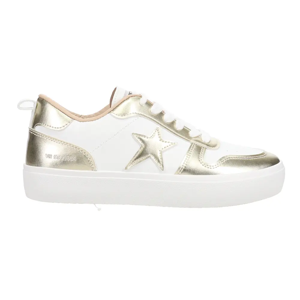 Vintage Havana Womens Aura Platform Lace Up Sneakers Shoes Casual - Gold, White