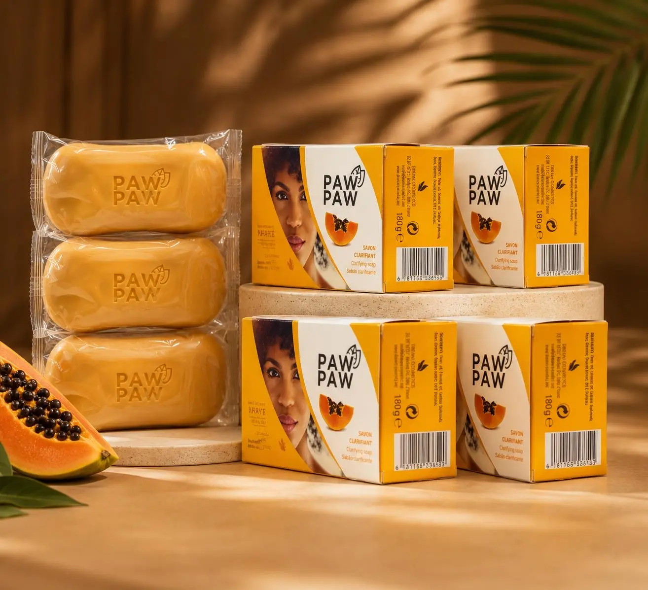 PAW PAW Papaya Soap Bar 3-Pack – Nourishing Face & Body Cleanser for Daily Skin Care