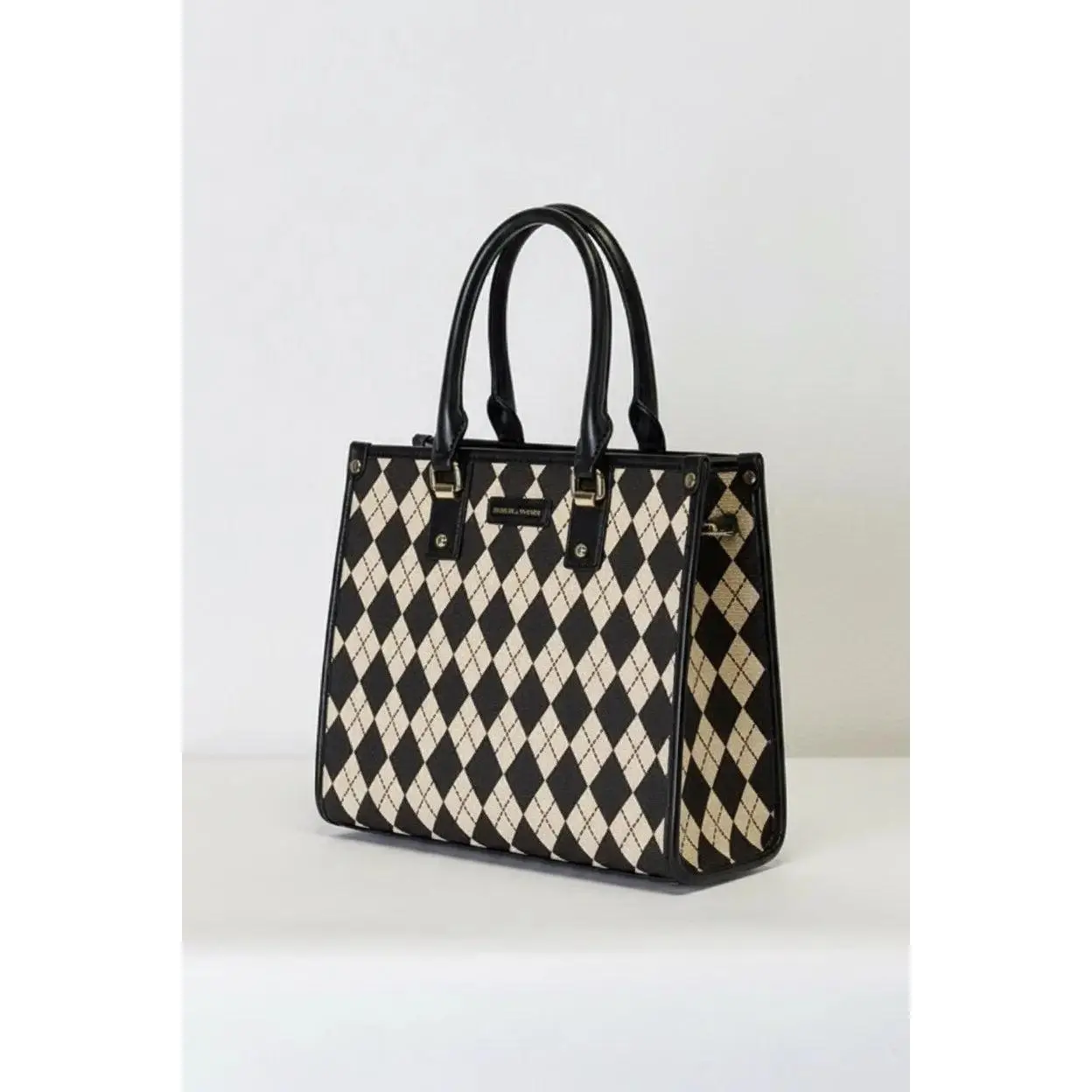 David Jones Argyle Pattern Vegan Leather Handbag