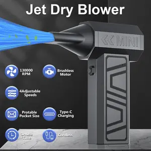 130000RPM powerful electric air dust collector, 5 outlet nozzle turbojet fan, 4-speed adjustable cleaning blower, Multifunctional Jet Blower