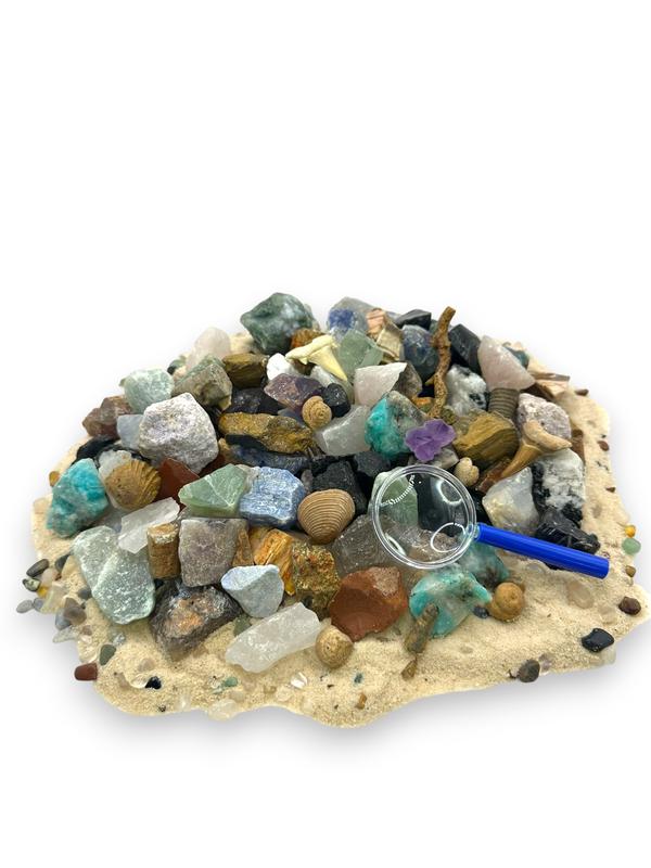 Small Gem Mining Bucket - Quart Bucket - 4-5 lbs Total - Over 18 Different Types of Natural Crystals