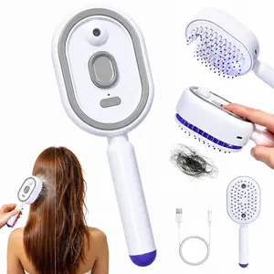 2026 New 3-in-1 Electric Spray Air Cushion Massage Comb, Multifunctional Hairbrush-Nano Fine Mist Spray, Red Light Therapy, and Retractable Design, for Hair Care, Scalp Massage, Daily Styling