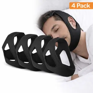 4 Pack-Anti Snoring Chin Strap for Men & Women, Adjustable Airflow Jaw Support Strap to Keep Mouth Closed, Breathable CPAP Chin Strap for Sleep Apnea, Dry Mouth & Snoring Relief