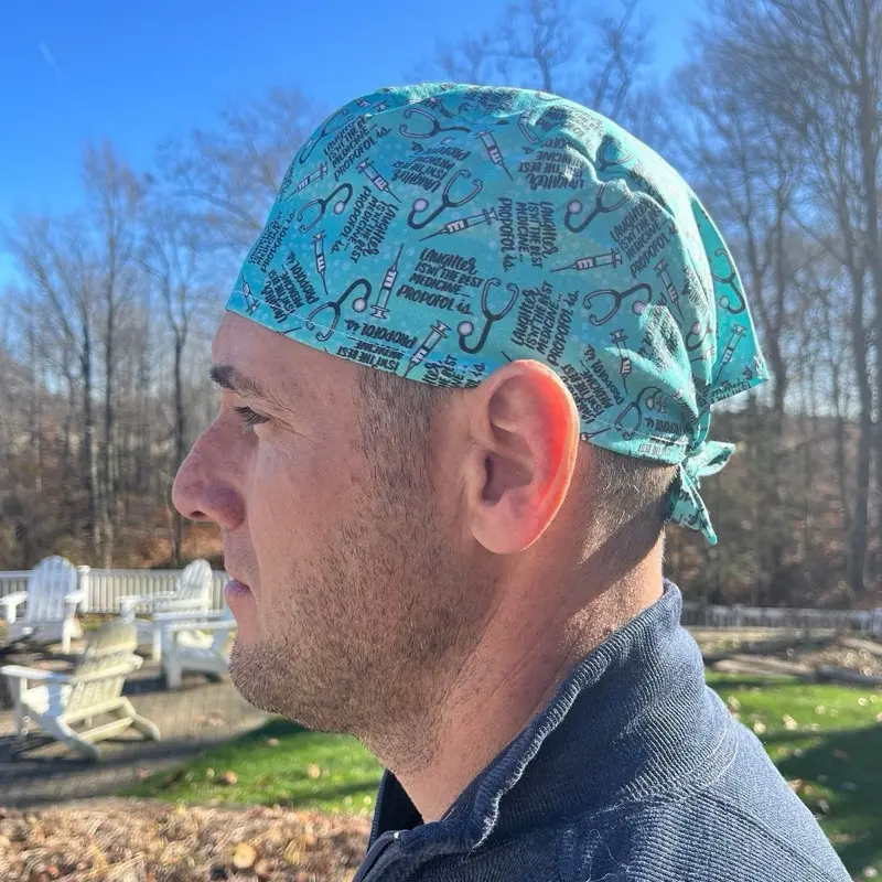 Propofol best medicine anesthesia Skull Surgical OR Hat Scrub Cap Mens 100% Cotton Tie Back Eco-Friendly Reusable Comfortable Durability