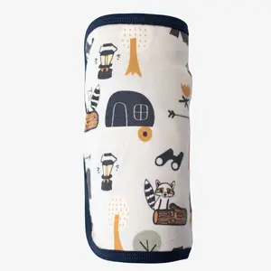 Camping Raccoons Swaddle, Soft Baby Swaddle Blanket, Swaddle + Snuggle Blanket + Cover Up, Breathable Stretch MicroModal, Camping Raccoons Print, 39 x 39 in