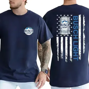 Vintage Busch Light Drink T-Shirt, Beer Shirt, 2 Sideds for Men, 2 Sided Unisex Shirt, Crew Neck Casual Tee - Fabric