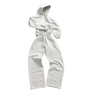 Retro Simple Classic die Two-piece Set Men's  Fashion Sweatshirt Women's Gray Harajuku Sweatpants two piece set Hoodie