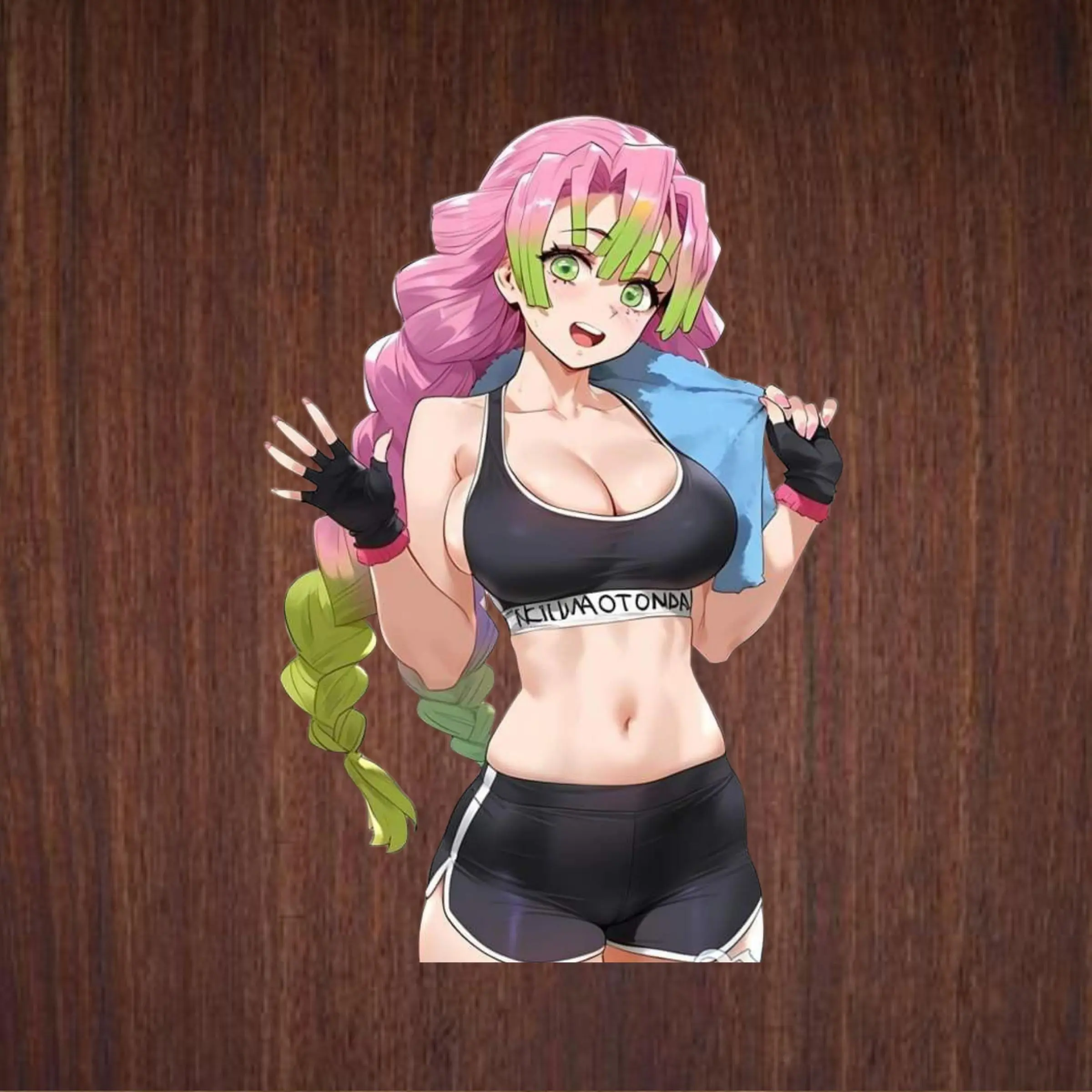 Mitsuri Sticker, Sporty Anime Girl With Pink Hair in Workout Gear, For Anime Fans, Sticker Vinyl Perfect for Laptop and Notebook Decor