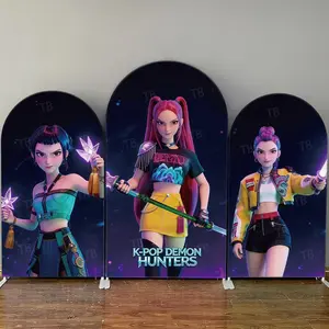 Anime Girl with Weapon Arch Backdrop Cover Set for Birthday Party Decor