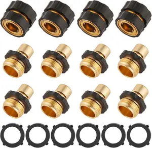 BILAL 12 Piece Quick Connect Hose Fittings for Garden Hose Quick Connector with Gasket, 3/4 Inch GHT Male and Female Attachment Quick Release Water Hose Adapter