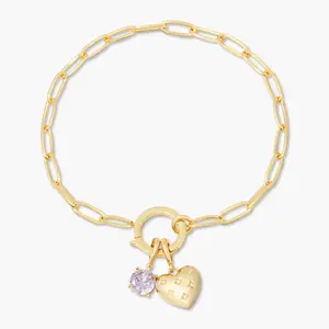 Lillian Birthstone and Heart Charm Bracelet