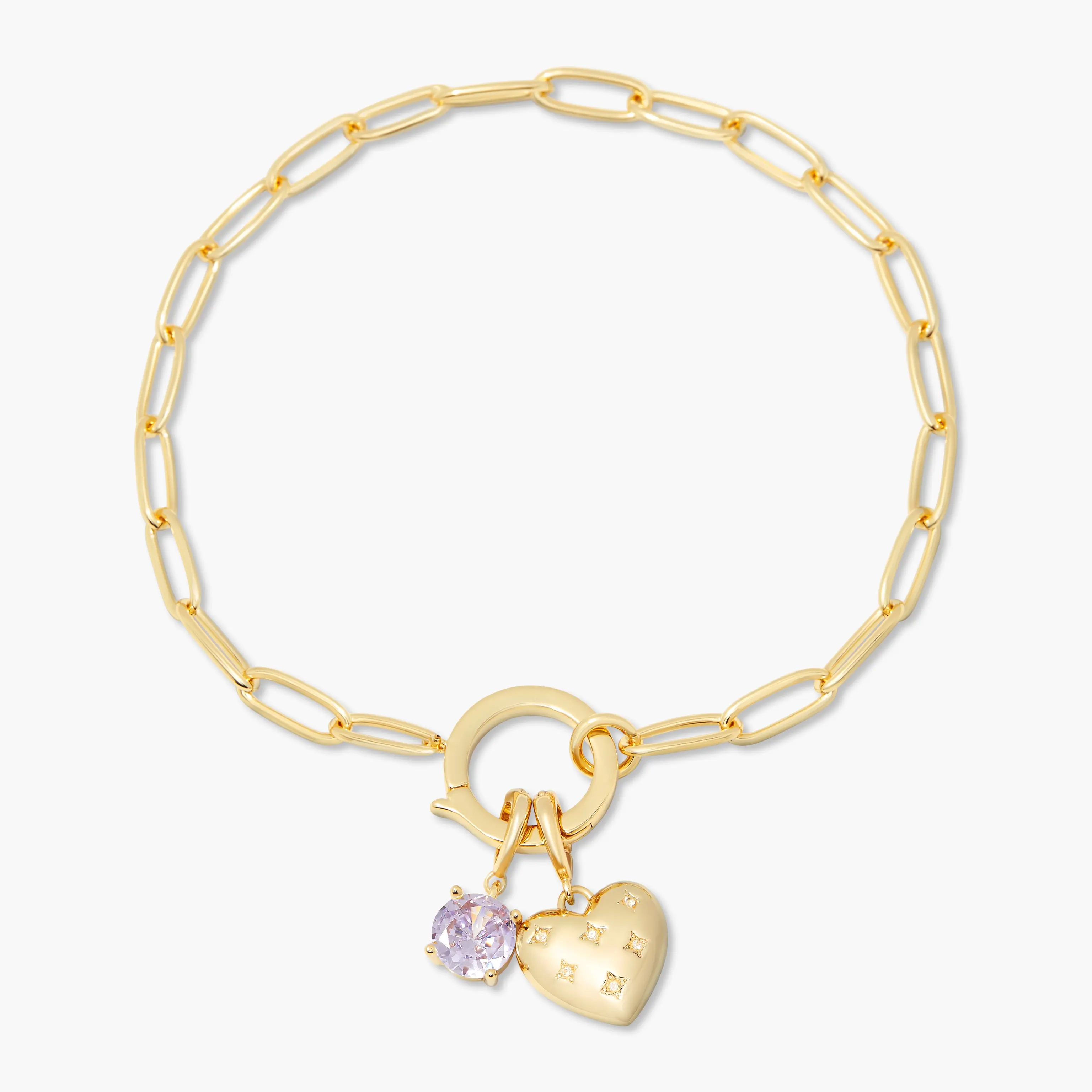 Lillian Birthstone and Heart Charm Bracelet