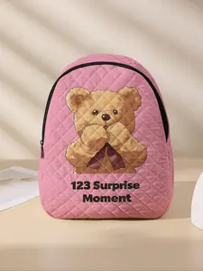 Cartoon Bear Pattern Backpack, Lightweight Durable School Bag with Lunch Pocket, Cute Student Backpack for Boys & Girls, Large Travel Diaper Bag for Moms & Nurses