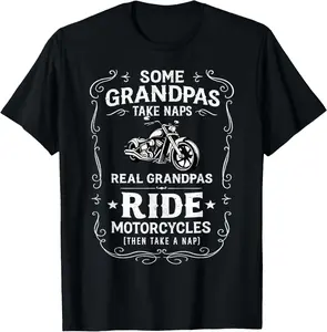 Funny Grandpa Biker Father's Day For Men Dad Papa Ride Motorcycles Casual Short Sleeve Cotton T-Shirt