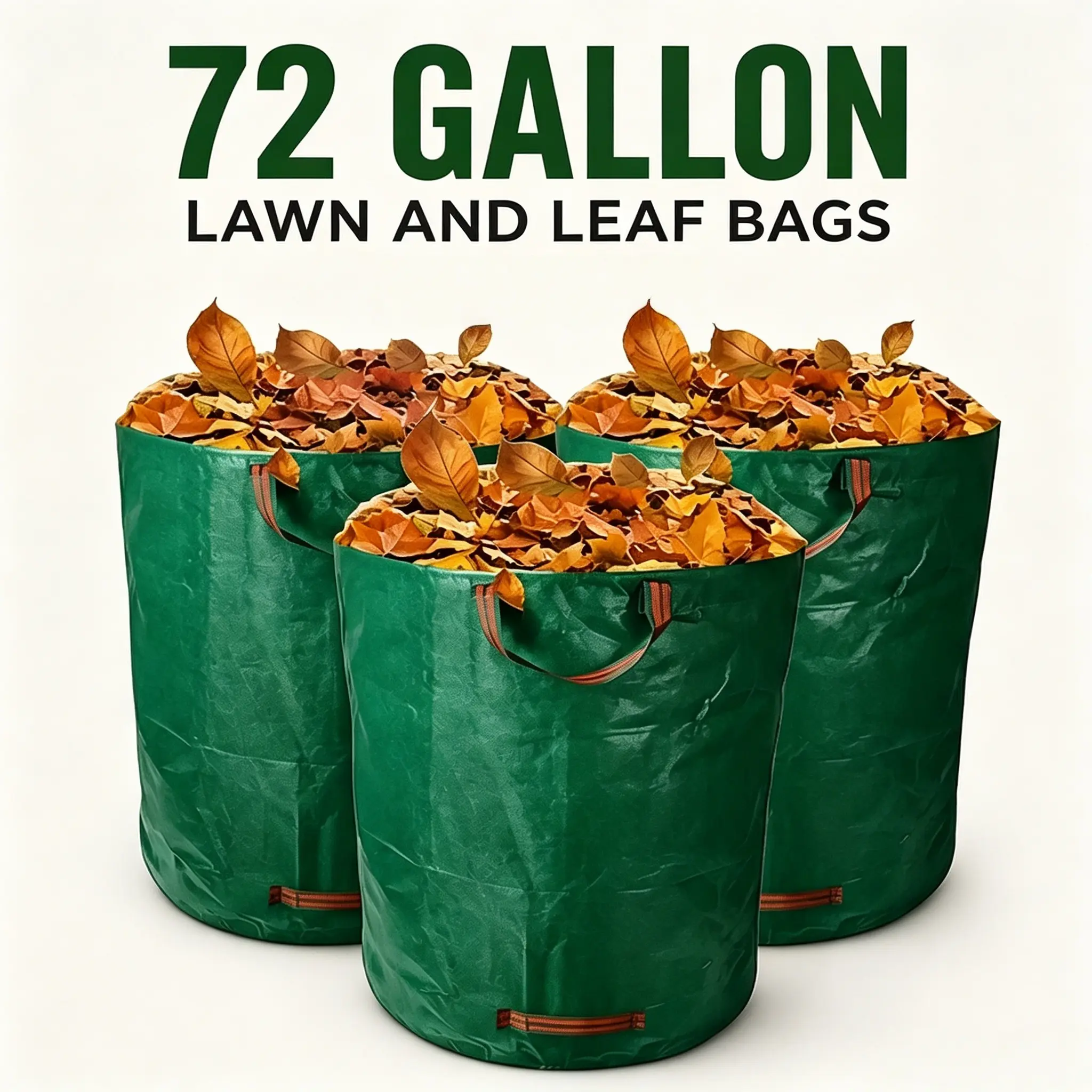 72Gal Large Garden Yard Waste Container, Stand Up Collapsible Trash Bag, Reinforced Structure Handheld Bag for Leaves Grass Clipping Disposal