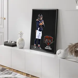 Caleb Williams "Iceman" Celebration Unframed Poster - Chicago Bears 2025-2026 Division Champions Wall Art - Rising Star QB Signed Style Football Print - Soldier Field Era Decor