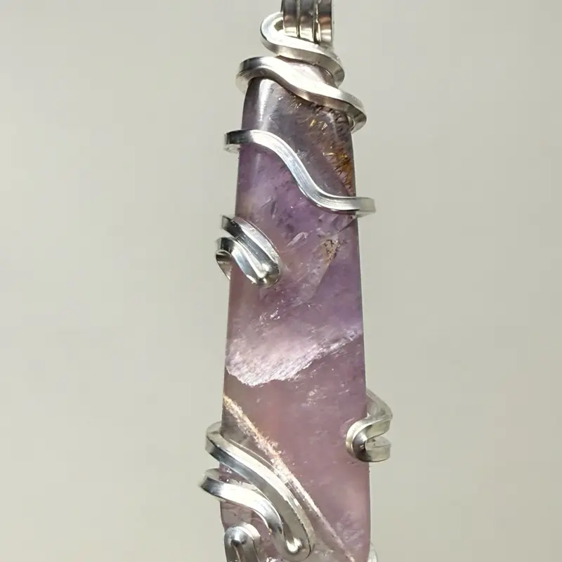 Auralite 23 Sterling Silver PENDANT Natural Crystal Artisan Crafted Unique Design