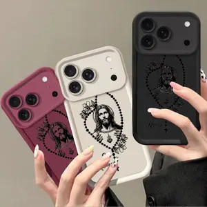 San Judas logo pattern TPU phone case, suitable for iPhone 17 Pro Max, 17, 16, 15, 14, 13, 12, 11 Pro Max shock-proof, anti-slip and anti-drop protective case