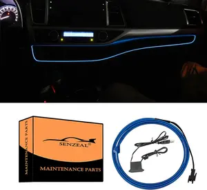 M/Inch Car LED Strip Light, Neon Panel Gap String Strip Light Interior Decor Atmosphere Strip Lamp PVC Glowing Wire Lamp for  Highlander       Blue