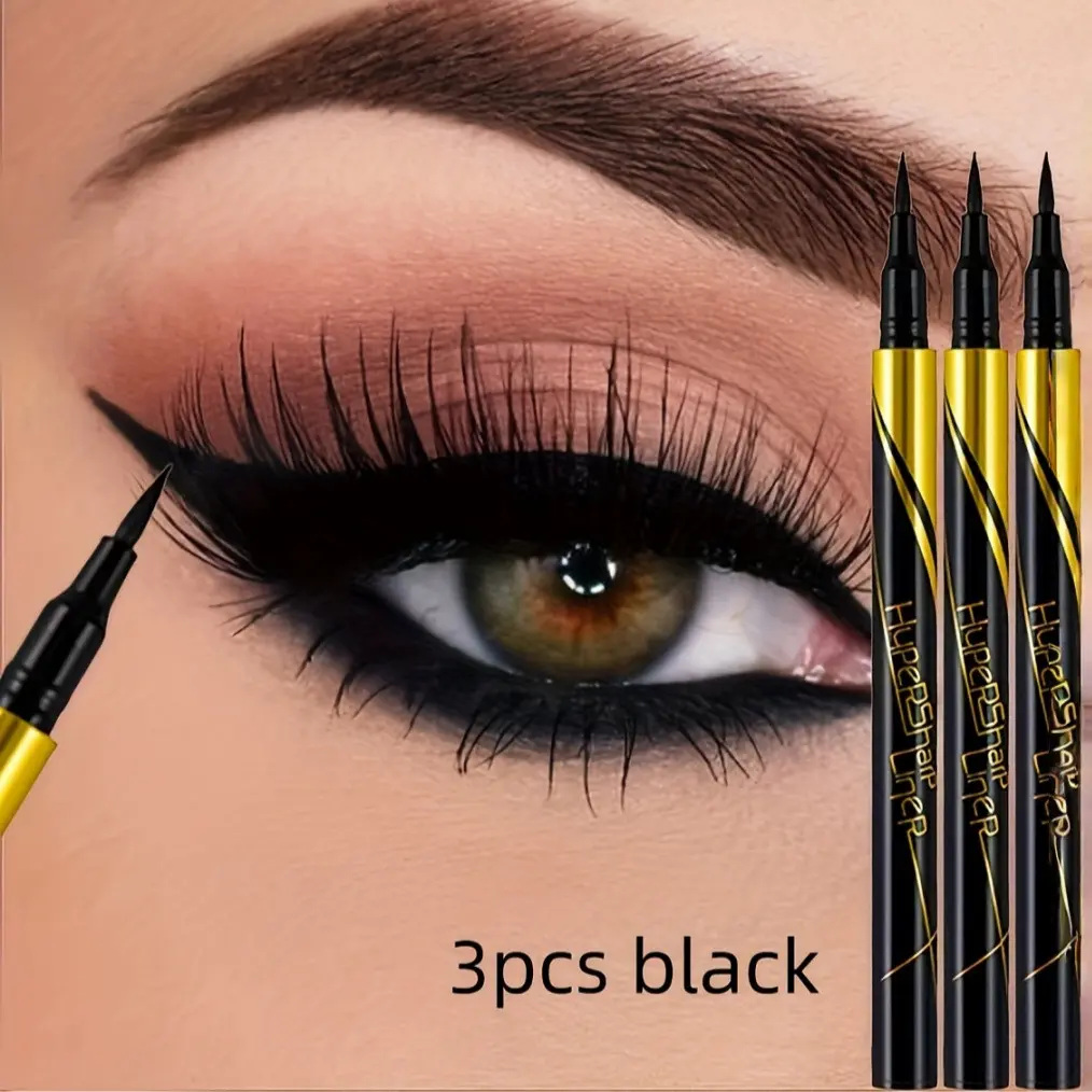 3-Pack Smooth Waterproof Sweat-Resistant Liquid Eyeliner Pens, Fast-Drying, Smudge-Proof, Long-Lasting, Ultra-Fine, Colorful Eye Liner, Eyeliner For Waterline