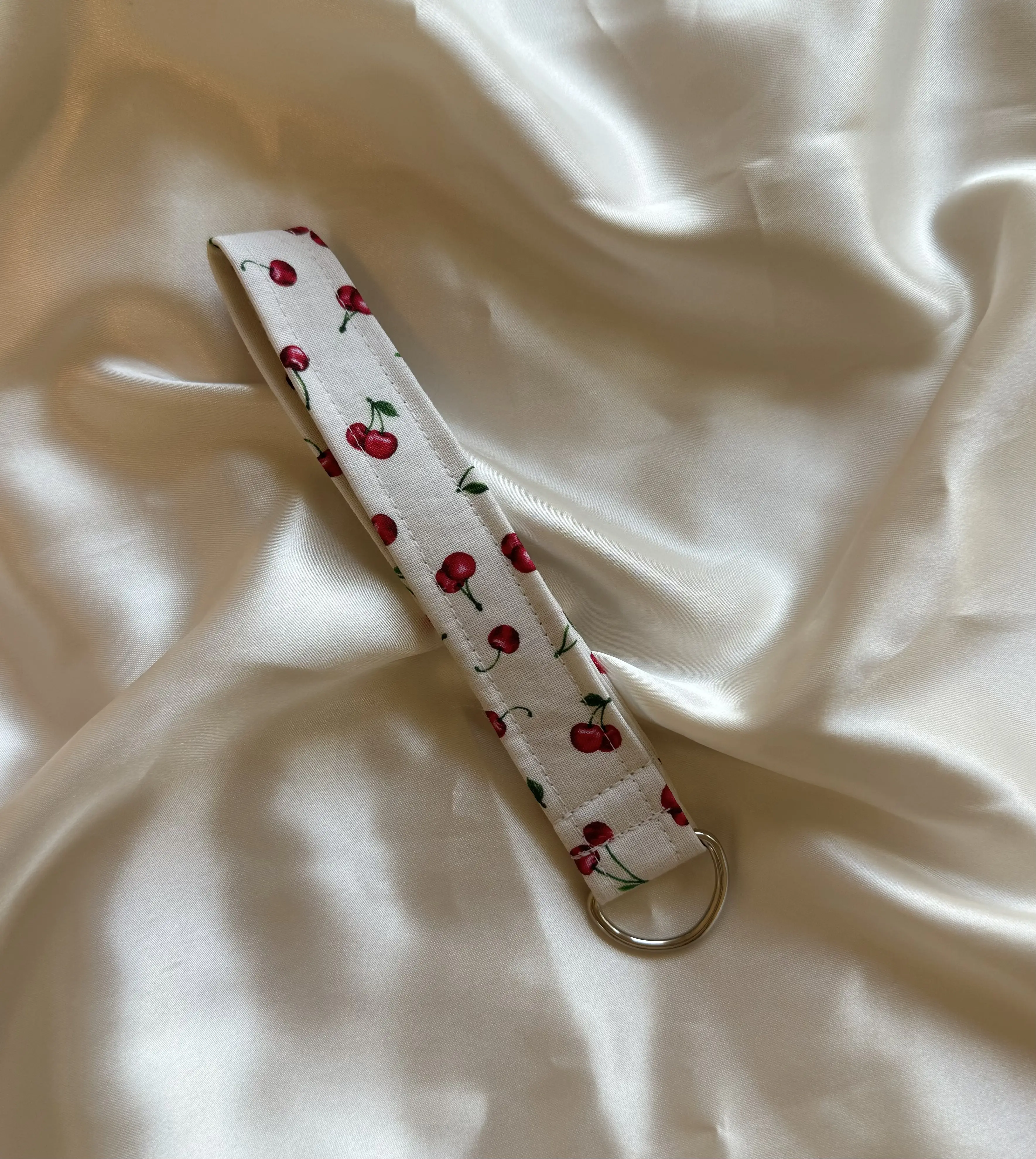 Dainty Cherry Handmade Fabric Keychain/Key Fob Wristlets | Cute Keychain | Fabric Keychain | Coquette Keychain | Bridal Party Gift | Stylish Key Fob