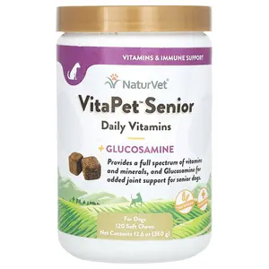 NaturVet VitaPet Senior, Daily Vitamins + Glucosamine, For Dogs, 120 Soft Chews, 12.6 oz (360 g)