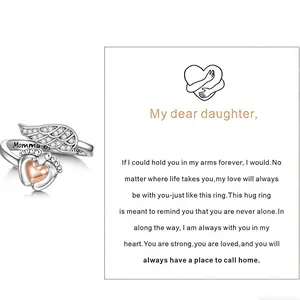 S925 Sterling Silver Angel Ring, Angel Mom Ring, Footprint and Wings Ring.  Comes with a gift card, perfect for gifting. Sizes 6-9 available.