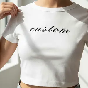 Custom Baby Tee Embroidered, Personalized Crop Top Embroidery, Custom Text Embroidered Crop Top, Y2K Baby Tee, Embroidered Shirt, Custom Womenswear