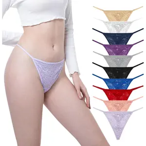 Womens G String Thongs Sexy Lace Thong Panties Comfortable Low Waist Thongs 10 Pack Multicolor Size XS-3XL