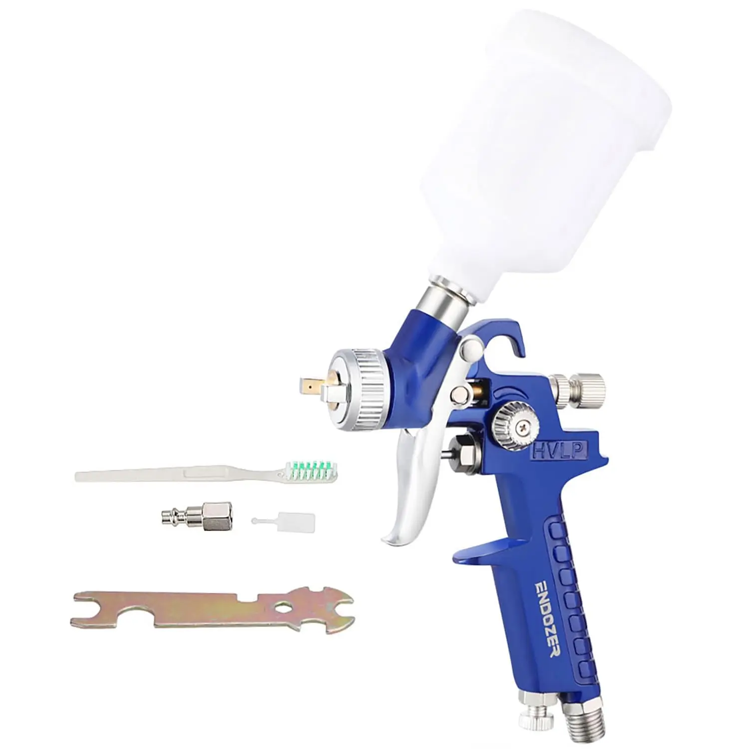 ENDOZER Mini HVLP Spray Gun Spray Painting Tool, 1.0 mm Nozzle, 125cc Cup, Adjustable Fluid Control, Fan Pattern & Air Controls for Car Detailing